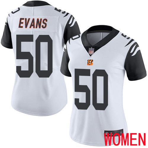 Cincinnati Bengals Limited White Women Jordan Evans Jersey NFL Footballl 50 Rush Vapor Untouchable